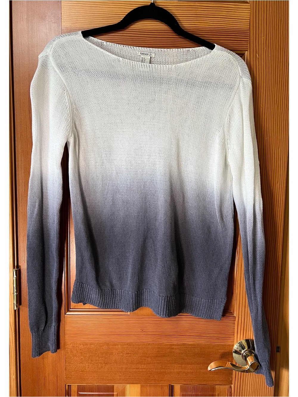 Forever 21 White to Gray Ombre Crewneck Sweater